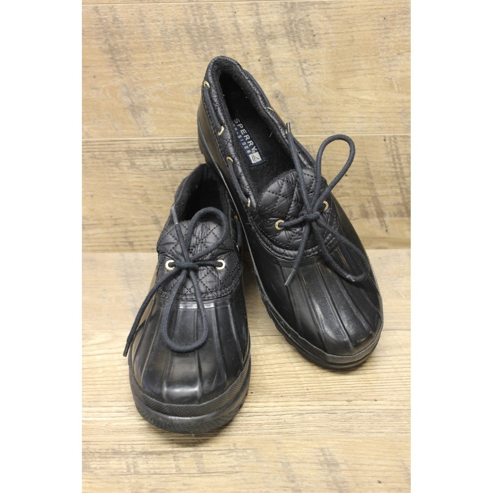 Sperry Top Sider Women's Waterproof Duck Boots Black Fleece Lined Low‎ Top 9.5